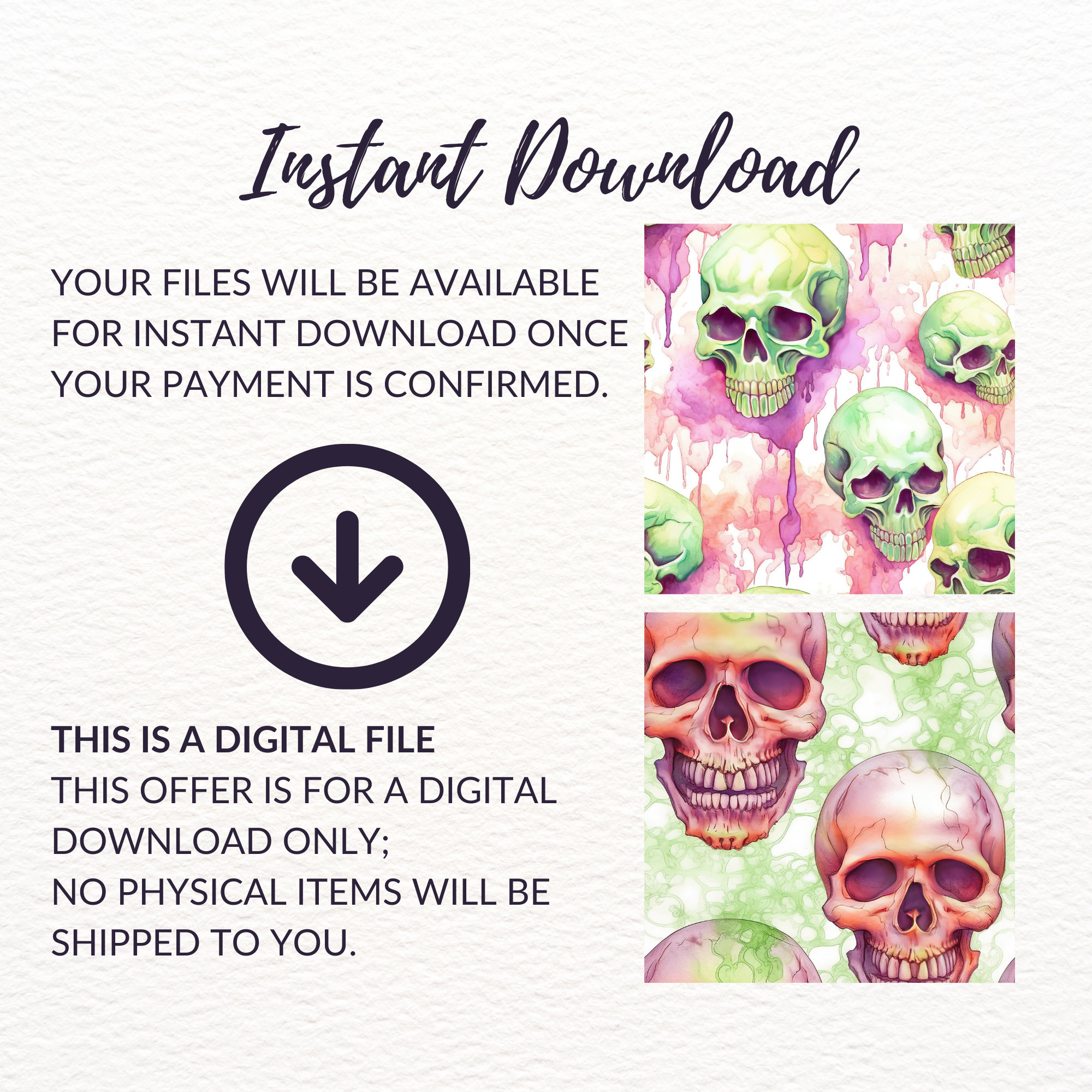 Halloween Pastel Skull Seamless Pattern - 20 Gothic Pastelloween ...
