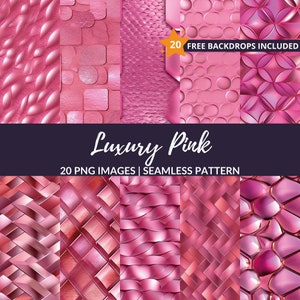 Modello senza cuciture rosa di lusso - 20 sfondi in metallo rosa per scrapbooking, download istantaneo, uso commerciale