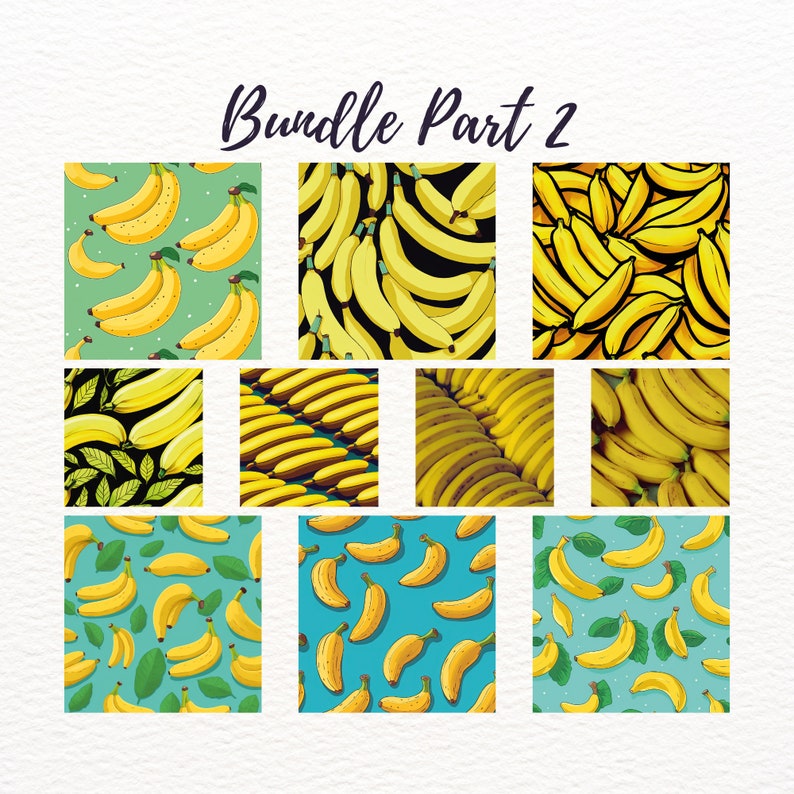 Banana Seamless Pattern - 20 Tropical Fruits Digital Paper, Instant ...