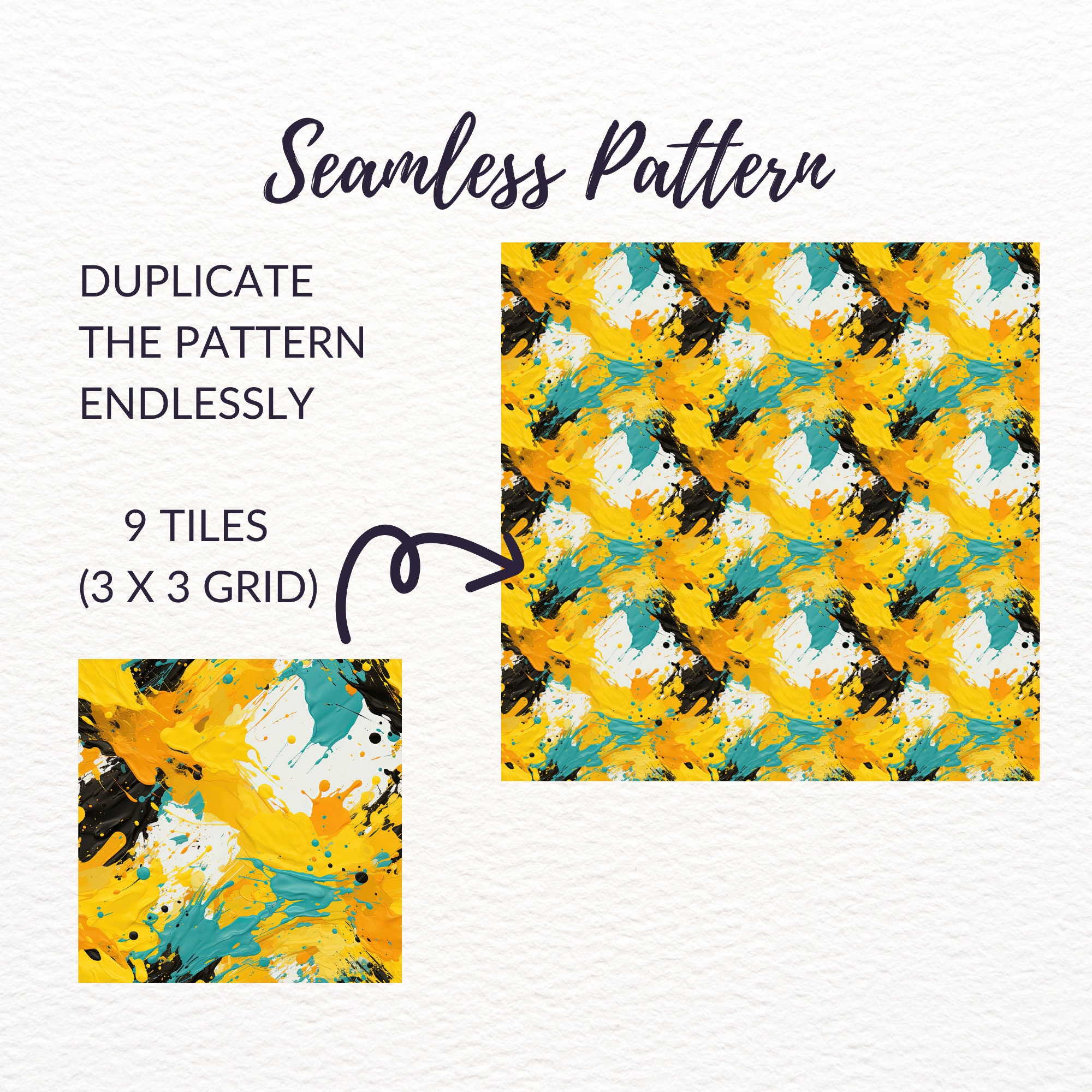 Paint Splatter Seamless Pattern - 20 PNG Digital Texture Paper ...