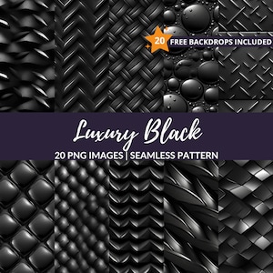 Luxury Black Seamless Pattern - 20 Black Metallic Texture Backgrounds, Instant Download, Commercial Use