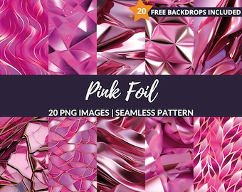 Naadloze Roze Foliepatronen - 20 Luxe Digitaal Papier, Directe Download, Commercieel Gebruik