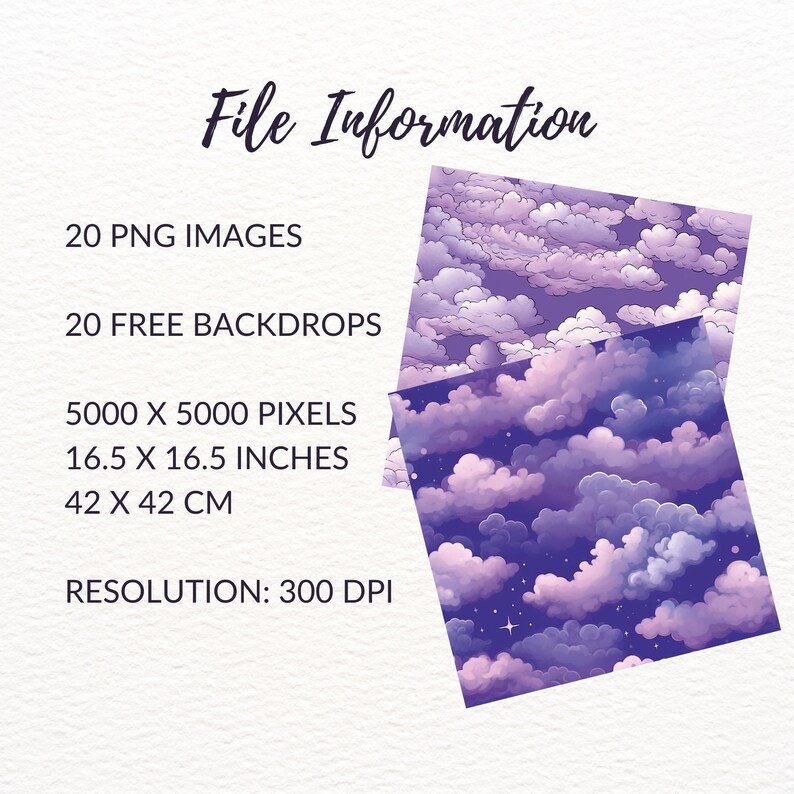 Purple Cloud Seamless Pattern - 20 Digital Paper, Night Sky Background ...