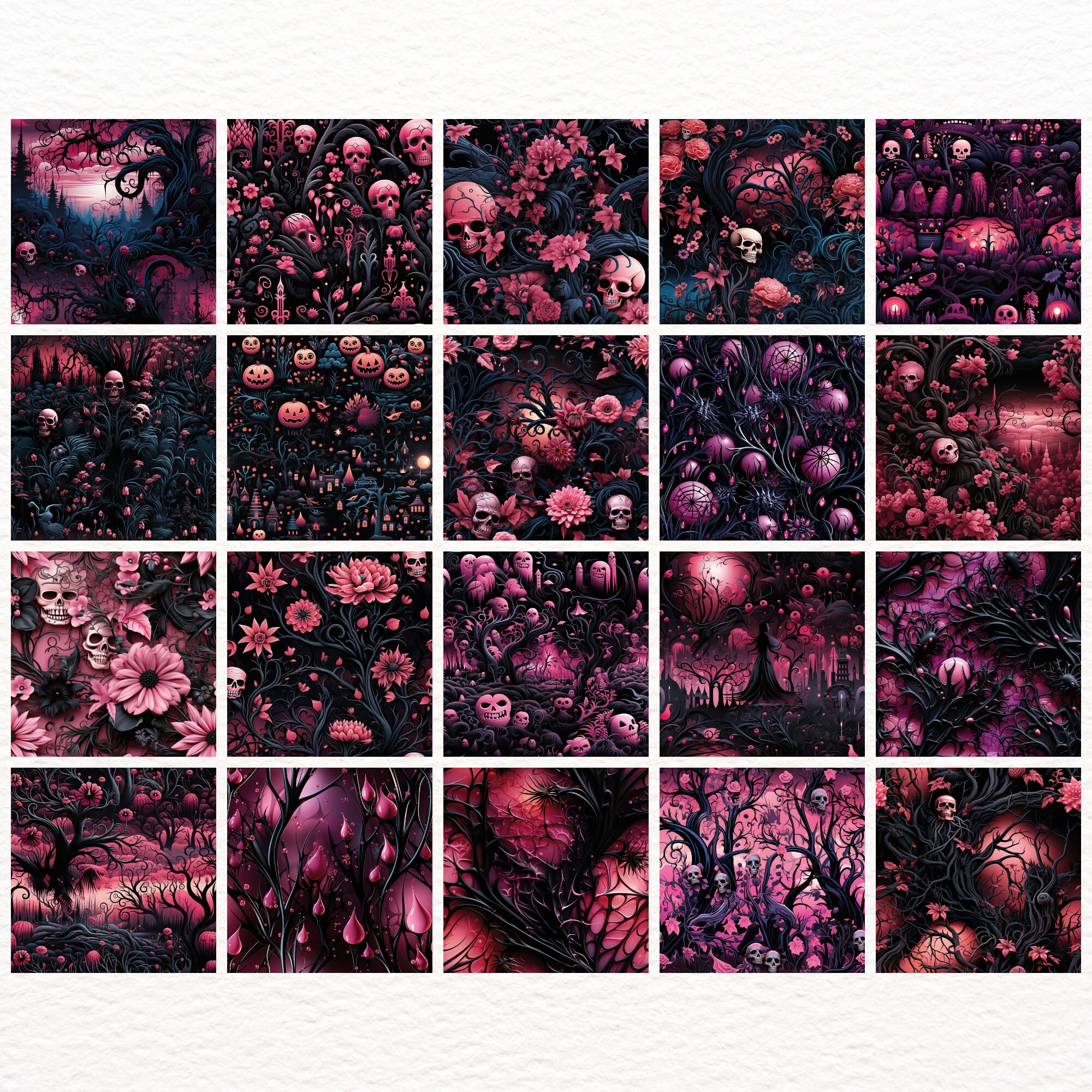 Pink Halloween Seamless Pattern - 20 Spooky Digital Paper Backgrounds ...