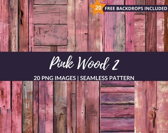 Pink Wood Seamless Pattern - 20 Wooden Texture Backgrounds, Instant Download, Commercial Use
