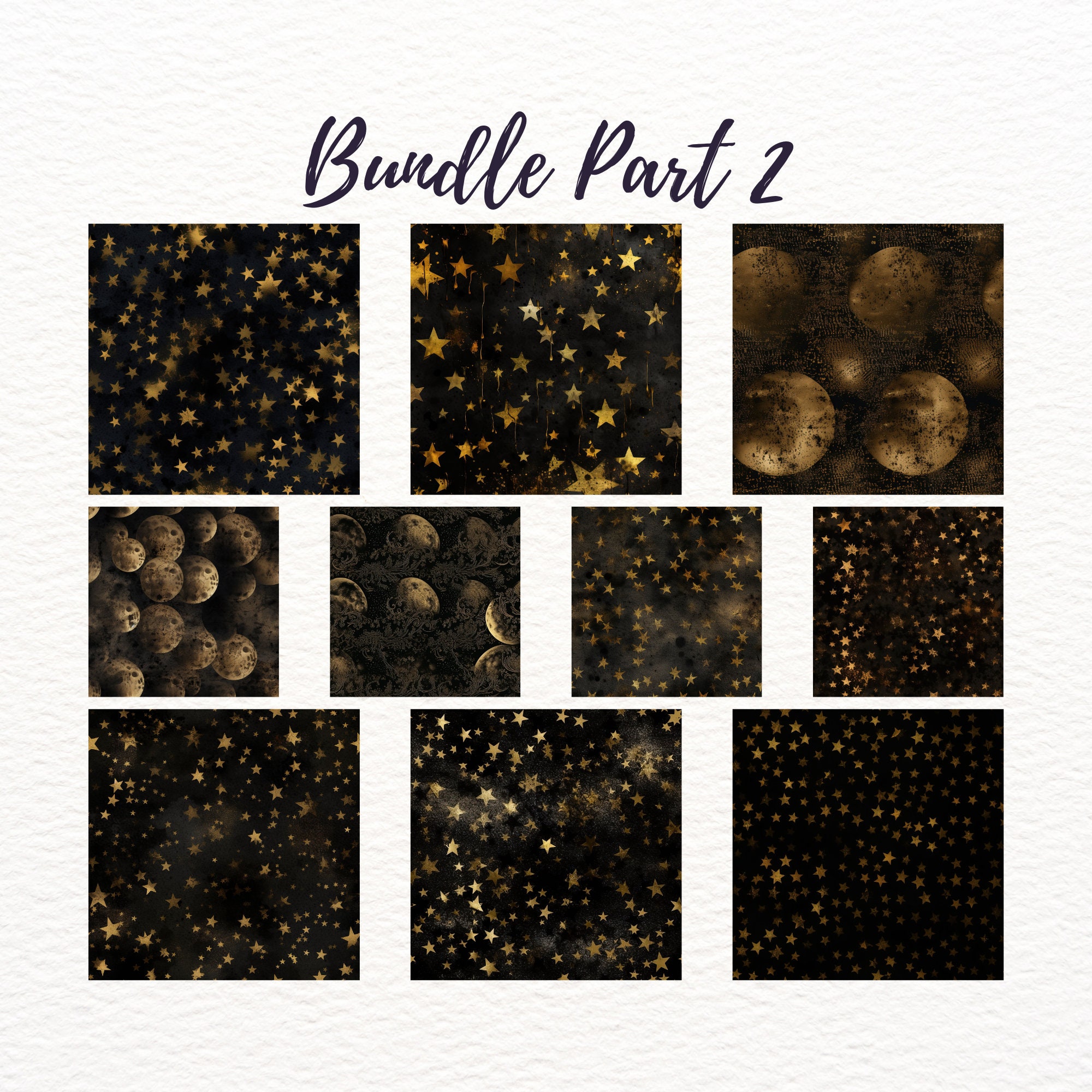Gold Night Sky Seamless Pattern - 20 Celestial Digital Paper, Instant ...