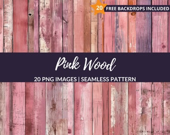 Pink Wood Seamless Pattern - 20 Wood Textures Digital Paper, Instant Download, Commercial Use