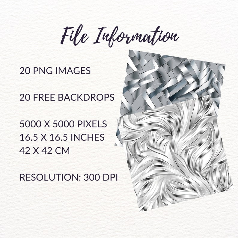 Silver Foil Seamless Pattern - 20 PNG Digital Texture Paper Backgrounds ...