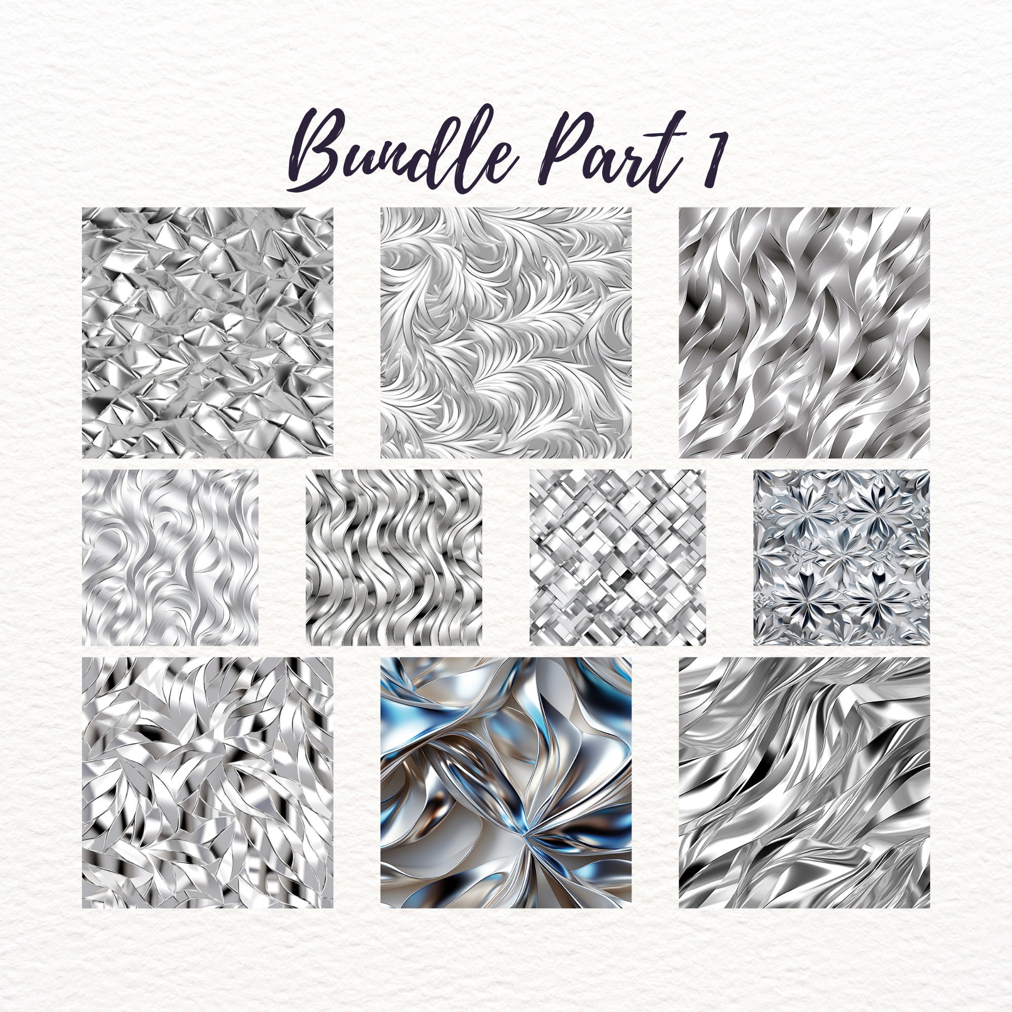 Silver Foil Seamless Pattern - 20 PNG Digital Texture Paper Backgrounds ...