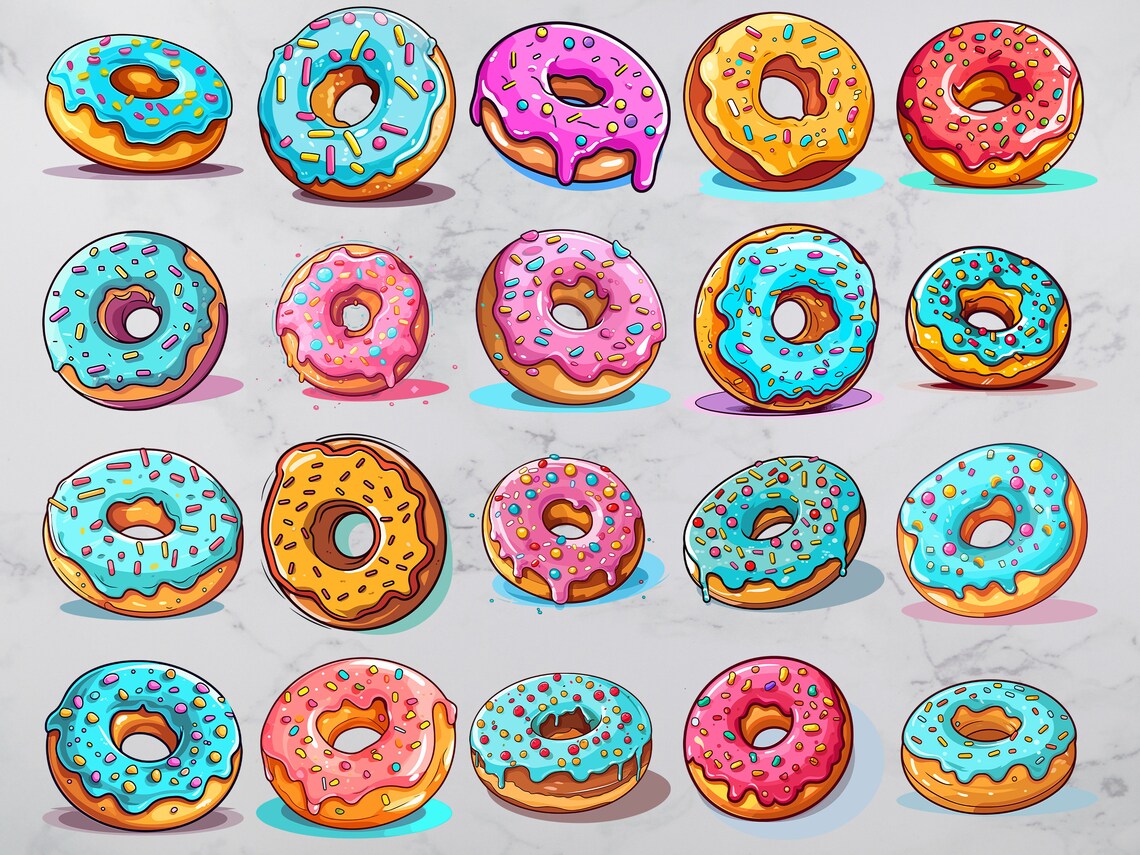 Donut Svg Bundle – Vector Files | 20 PNG, SVG, EPS Files | Instant ...