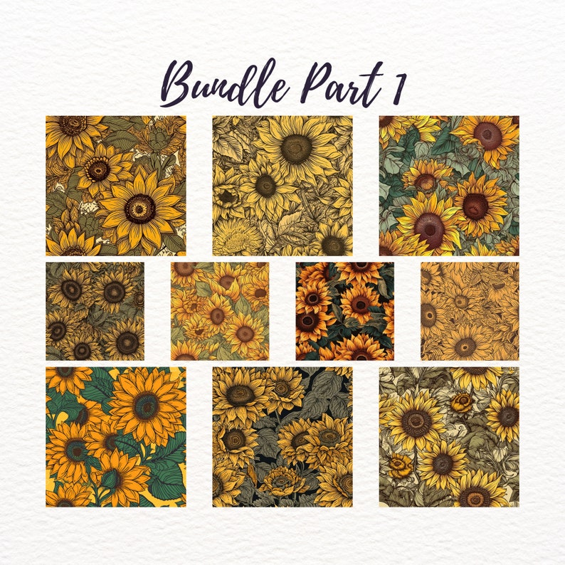 Sunflower Seamless Pattern - 20 PNG Printable Paper Backgrounds ...