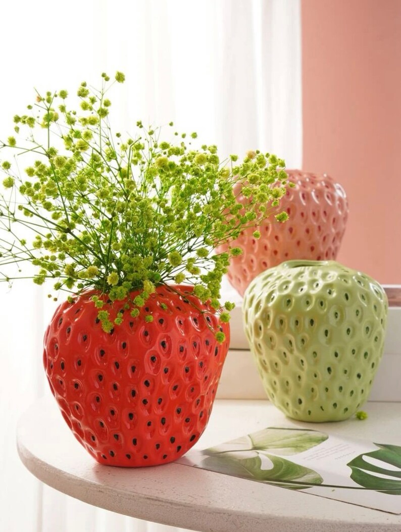 Strawberry Design Flower Vase Etsy