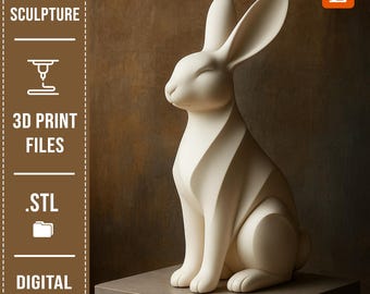 3D Print Files, Rabbit Sculpture, STL File for Home Decoration, Easter Bunny 3D Model