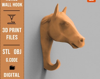 Horse Wall Hooks 3D Printing STL File, Animal Hangers 3D Model, Wall Mounted Home Decor 3D Print Model