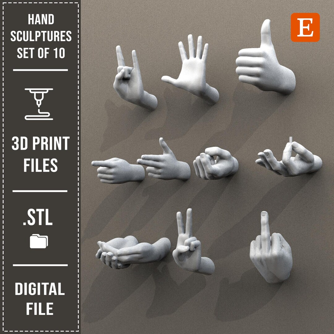 Hand Sculptures SET OF 10 STL Files, 3D Print File, Wall Decor Stl ...