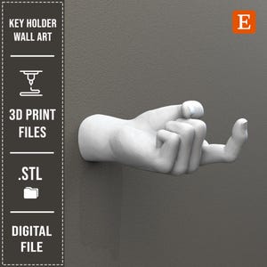 Key Holder STL File, Hand Sculpture 3D Printable Model, 3D Print File Wall Decor, Hand Sculpture STL File