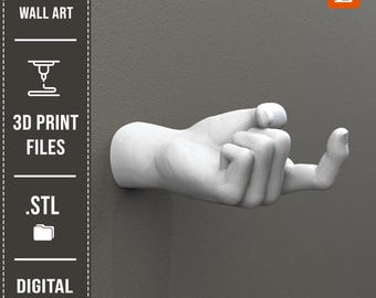 Key Holder STL File, Hand Sculpture 3D Printable Model, 3D Print File Wall Decor, Hand Sculpture STL File