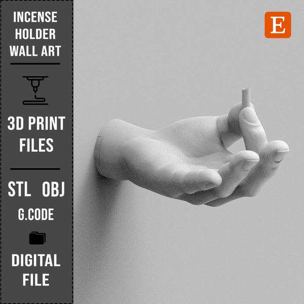 STL File for 3D Printing, Hand Incense Holder 3D Model, 3D Printable Wall Decor Model, Wall Sculpture STL File