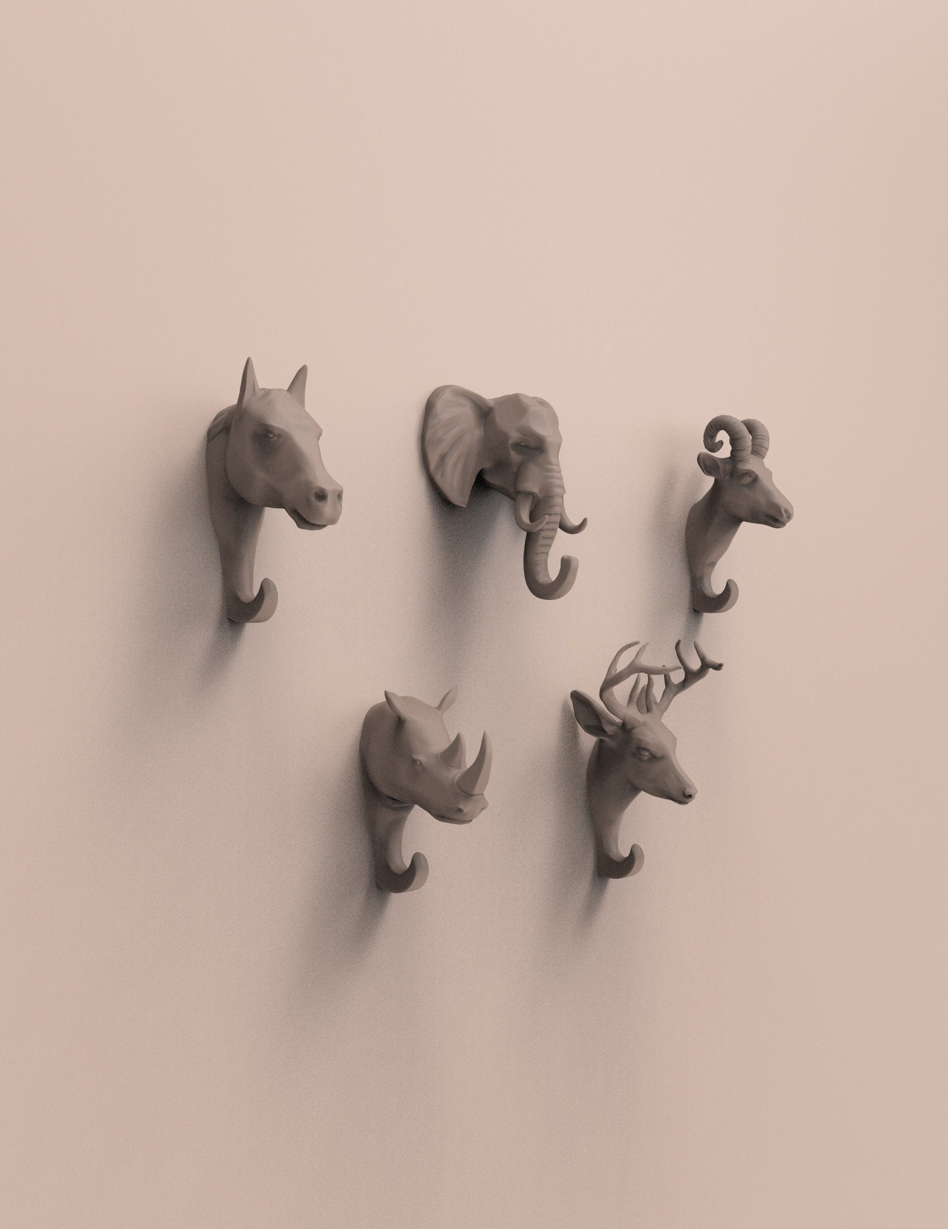 Modern Animal Heads Decorative Wall Hooks, 3D PRINT STL FILES Home Decor  Gift Coat Hanger Towel Hook Wall Mount 