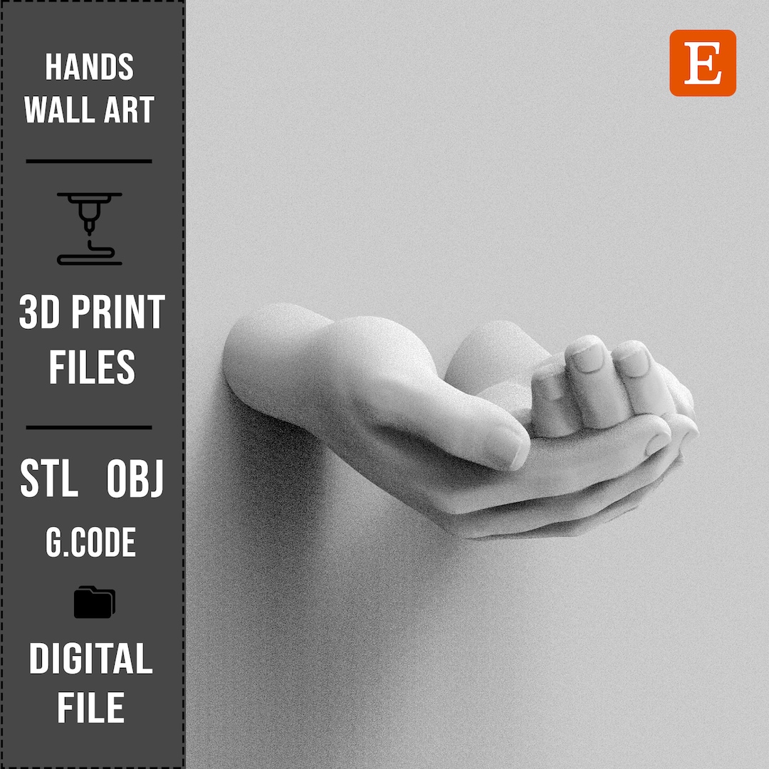 STL File for 3D Printing, Hand Sculpture 3D Model, Two Hands Wall Decor