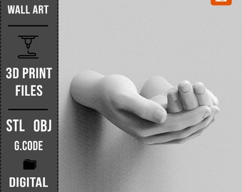 STL File for 3D Printing, Hand Sculpture 3D Model, Two Hands Wall Decor STL Files, 3D Print File