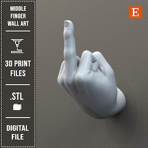 Archivos STL de dedo medio, modelo imprimible en 3D para escultura de pared, archivo de impresión 3D para decoración de pared, escultura de mano de dedo medio STL