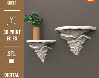 3D Print Files, Mushroom Shelf 3D Model, Mushroom Shelf Wall Decor STL Files for 3D Printing
