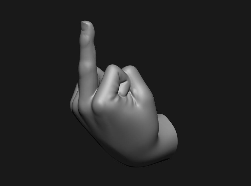 Middle Finger STL Files, Wall Sculpture 3D Printable Model, 3D Print ...