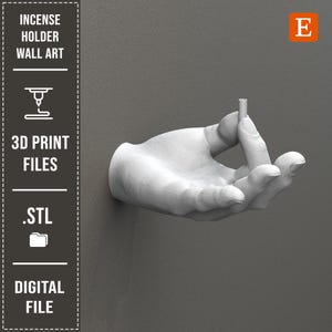 STL File for 3D Printing, Hand Incense Holder 3D Model, 3D Printable Wall Decor Model, Wall Sculpture STL File
