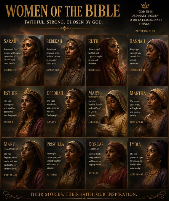 Women of the Bible Poster | Black Christian Wall Art | Faith-Based Printable