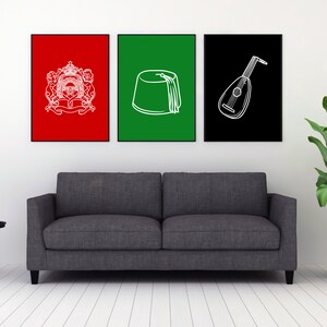 Set von 3 marokkanischen Drucken, Marokko Wandkunst, druckbare marokkanische Symbole, Marokko Wandkunst, Instant Download