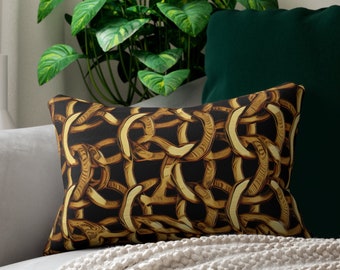 彼女へのギフト、彼へのギフト、ご自宅へのギフト、ゴールドチェーンリンクランバーピロー、モダンなホームデコレーション