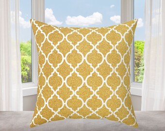 彼女への贈り物、彼への贈り物、自宅への贈り物、ゴールドのクッション、モダンなモロッコ風トレリスデザイン、高級ホームデコレーション