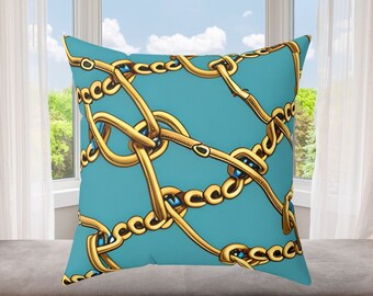 Gift for Her, Gift for Him, Gift for Home, Robin Blue Chain Pillow, Modern Home Decor, 18x18 Accent Pillow