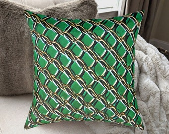 Gift for Her, Gift for Him, Gift for Home, Green Geometric Pillow, Modern Glam Home Decor, Includes Insert