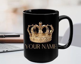 彼へのカスタムマグギフト、ご自宅用ギフト、カスタムキングマグ、ブラックセラミック、夫へのギフト