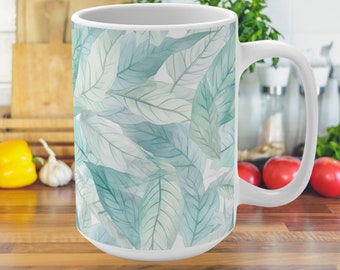 彼女へのギフト、彼へのギフト、自宅へのギフト、秋の葉 15 オンス セラミック コーヒーマグ、秋の装飾