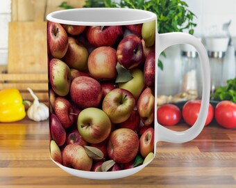 彼女へのギフト、彼へのギフト、ご自宅へのギフト、アップルオーチャード秋のコーヒーマグ、15オンスセラミック