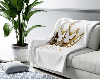 彼女へのギフト、ご自宅へのギフト、ホワイトクイーンフリーススローブランケット、シェルパ裏地、50x60