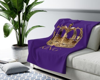 彼への贈り物、ご自宅への贈り物、パープルキングフリーススローブランケット、シェルパ裏地（50x60）
