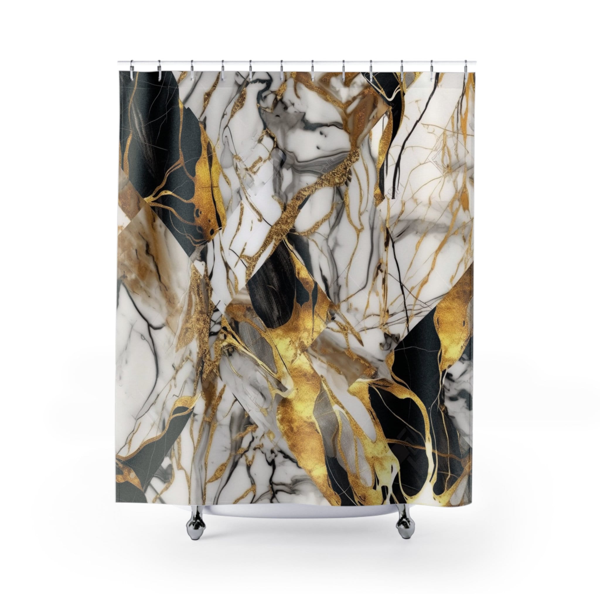 Black and Gold Shower Curtains, Bath Curtain, Gift for Home Decor, Modern Shower Curtains, Bath ...