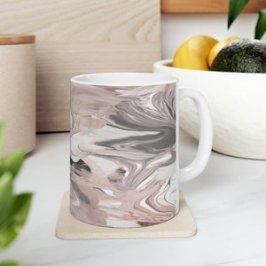 11 oz Pink Ceramic Mug, Gift for Her, Housewarming Gift, Marble Home Decor, Coffee Mug, Pink Coffee Mug, Marble Mug, Luxury Mug, ceramic mug
