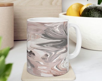 Gift for Her, Gift for Him, Gift for Home, Pink Marble Ceramic Coffee Mug, Housewarming Gift