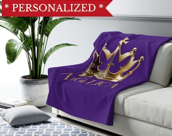 彼女へのギフト、彼へのギフト、ご自宅用ギフト、パープルフリーススローブランケット、パーソナライズギフト、シェルパバック