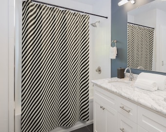 彼女へのギフト、彼へのギフト、自宅へのギフト、白黒の斜めストライプのシャワーカーテン、モダンなバスルームの装飾