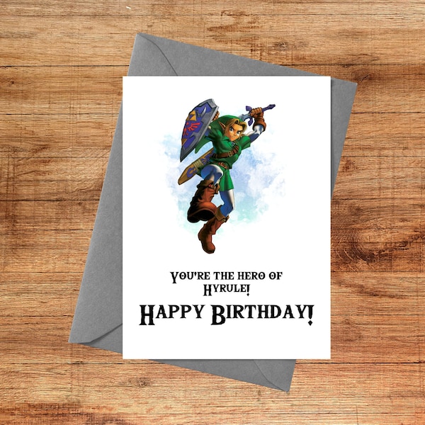 Tarjeta de cumpleaños de Legend of Zelda - Tarjeta de cumpleaños de jugador - Tarjeta de cumpleaños imprimible - Tarjeta de feliz cumpleaños - Ocarina of Time - Nintendo - Digital