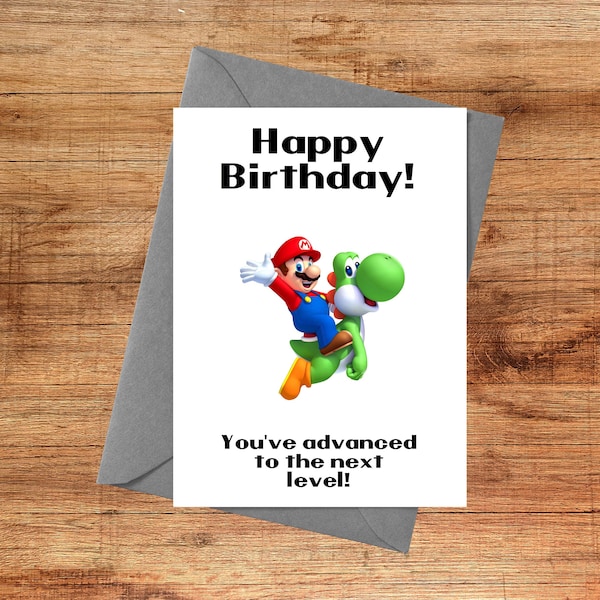 Super Mario Birthday Card - Gamer Birthday Card - Printable Birthday Card - Happy Birthday Card - Nintendo - Digital - Mario - Luigi