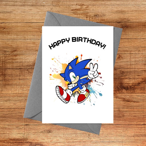 Sonic the Hedgehog Birthday Card - Gamer Birthday Card - Printable Birthday Card - Happy Birthday Card _ - Digital - Sonic Invitation