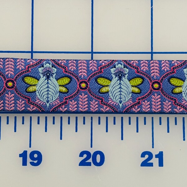 Tula Pink Jacquard Bee Iris 7/8" Ribbon by Renaissance Ribbons