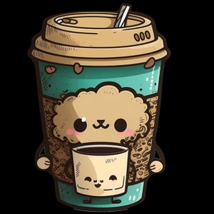 Coffee Sticker, Coffee Lover , Phone sticker, Cappuccino, Sticker, Laptop sticker, Funny Stickers, Coffee Stickers, Cartoon sticker, Decal
